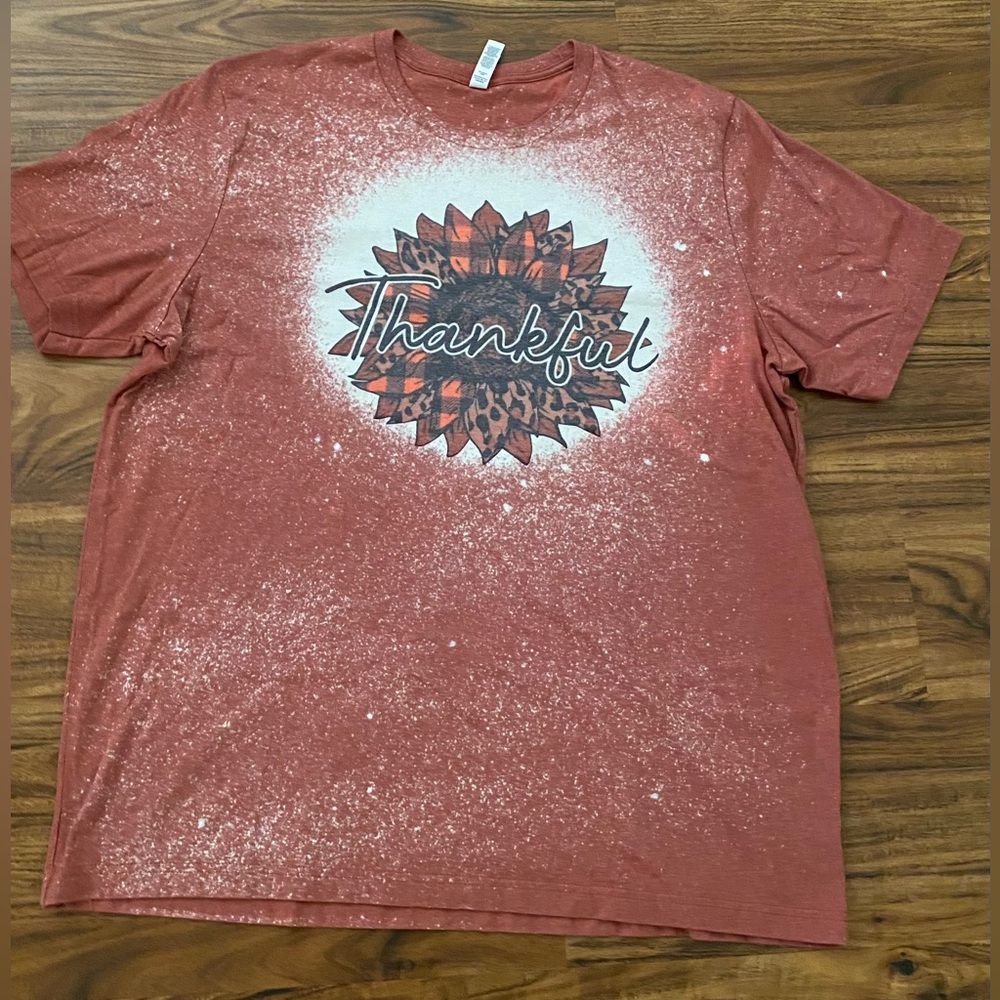Bleached “Thankful” Sunflower Tee